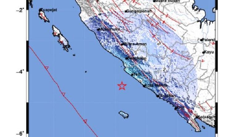 Gempa Bumi Terkini M 5,0 Berpusat di Laut Guncang Seluma Bengkulu