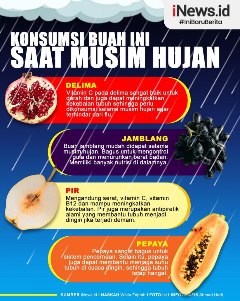 Infografis Buah Cocok Disantap saat Musim Hujan