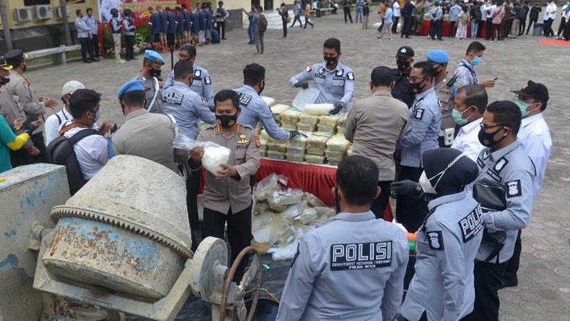 Dicampur Semen dan Air, 404 Kg Sabu Asal Timur Tengah Dimusnahkan Polda Aceh - Bagian 1