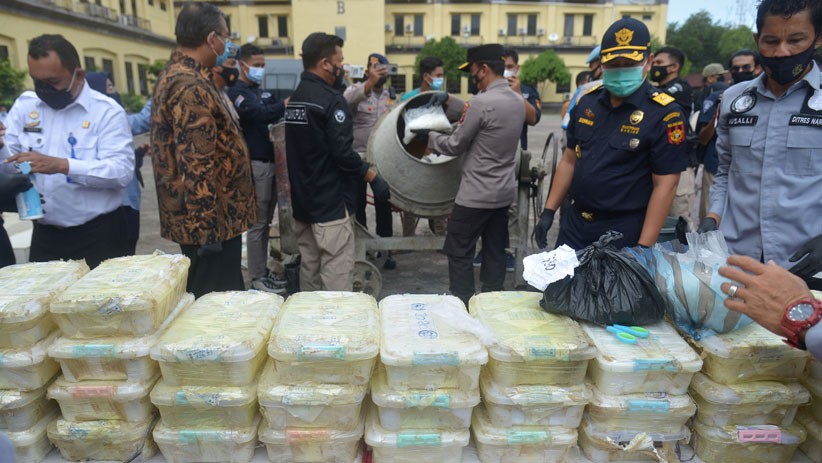 Dicampur Semen dan Air, 404 Kg Sabu Asal Timur Tengah Dimusnahkan Polda Aceh - Bagian 3
