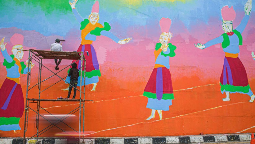 Warna-warni Mural Konsep Betawi Hiasi Flyover Gaplek Tangsel - Bagian 1