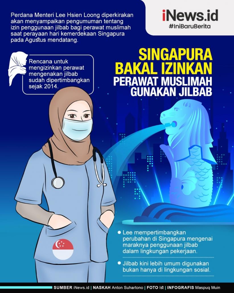 Infografis Singapura Bakal Izinkan Perawat Muslimah Kenakan Jilbab