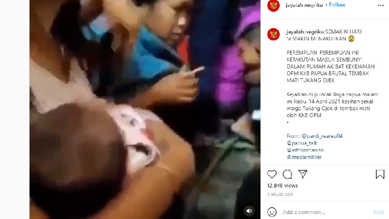 Video Viral Perempuan Gendong Bayi Sembunyi di Toilet Hindari KKB