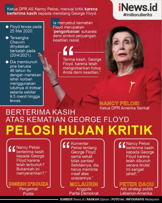 Infografis Ketua DPR AS Pelosi Dikecam karena Berterima Kasih kepada George Floyd