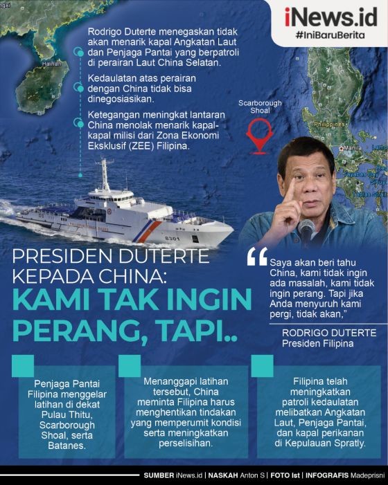 Infografis Presiden Duterte Tak Akan Tarik Kapal Perang dari Laut China Selatan