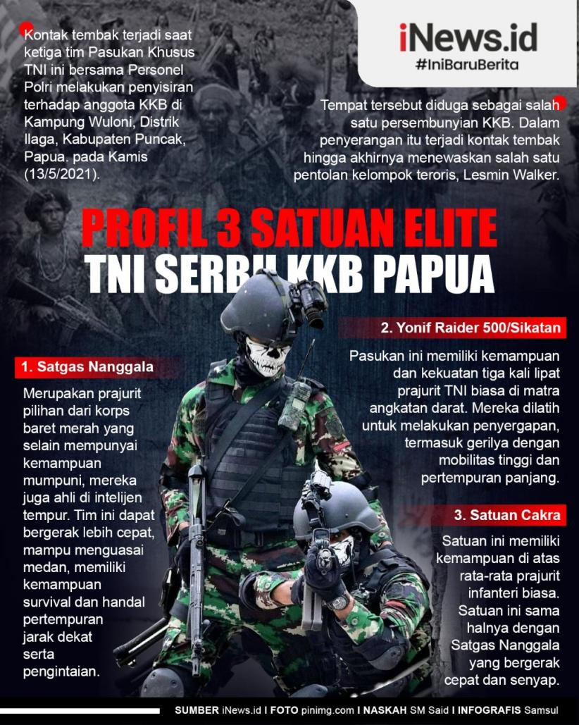 Infografis Profil 3 Satuan Elite TNI Serbu KKB Papua
