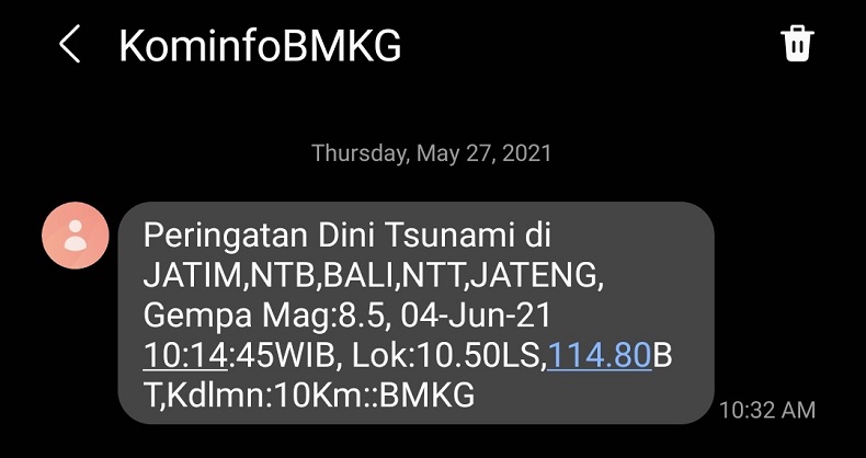 Beredar SMS Gempa 8,5 SR, BMKG Pastikan Kesalahan Sistem 