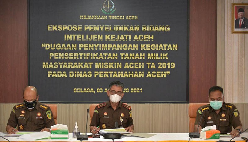 Kejati Aceh Usut Kasus Korupsi Sertifikat Tanah di Dinas Pertanahan