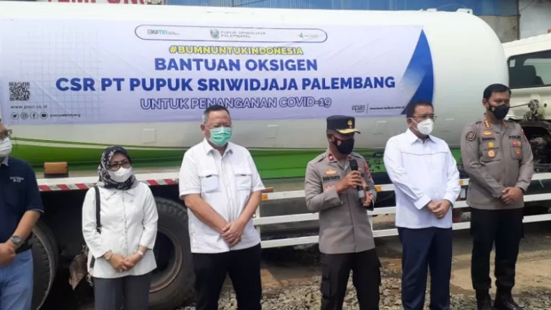 Polda Lampung Terima 10 Ton Oksigen Cair dari Palembang