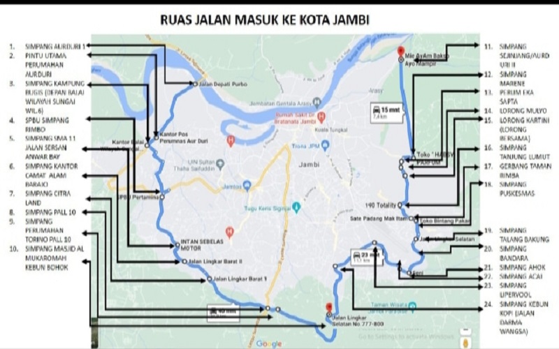 Jambi Terapkan PPKM Level 4 Mulai Hari Ini, 24 Titik Pintu Masuk Disekat