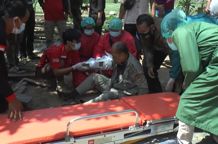 Anggota Satpol PP Kota Jogjakarta Tertimpa Pohon Perindang Jalan yang Tumbang    