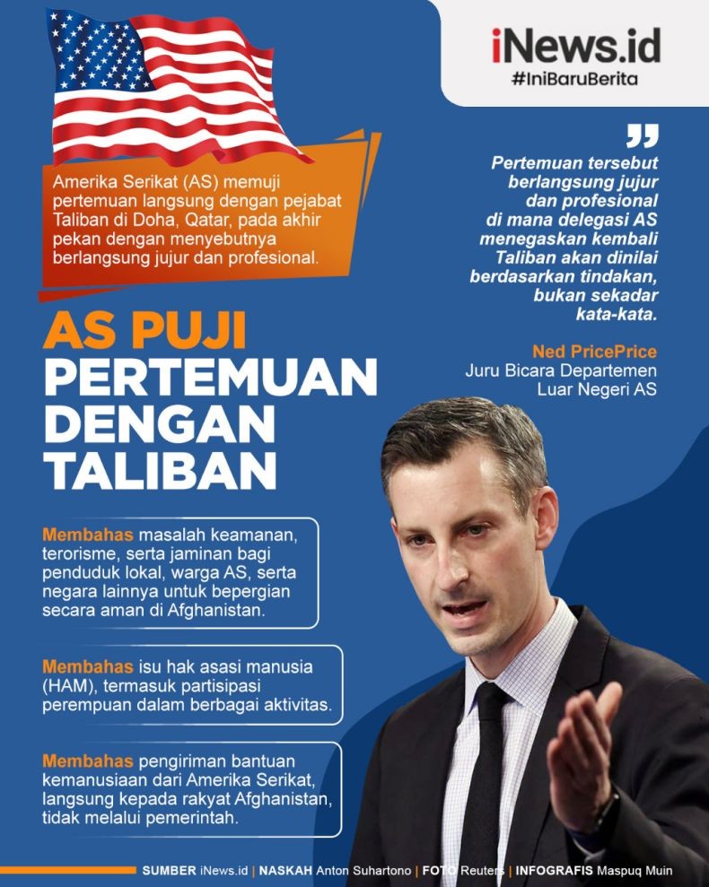 Infografis Amerika Sebut Pertemuan dengan Taliban Berlangsung Jujur dan Profesional