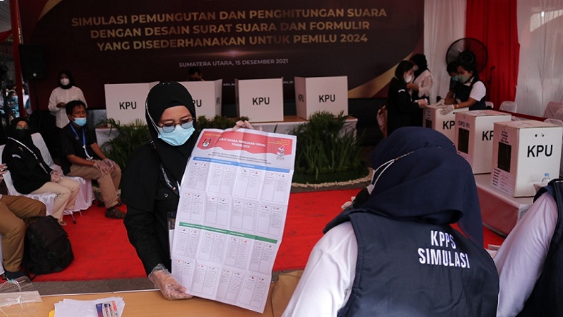 KPU Gelar Simulasi Pemilu 2024 dengan Desain Surat Suara Baru di Medan