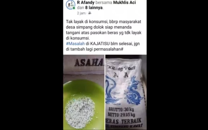 Viral Foto Hoaks Beras Bansos Bercampur Batu