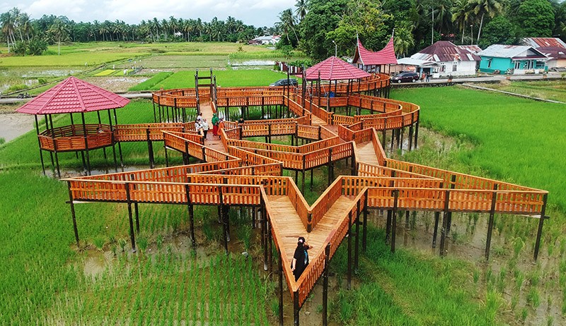 Foto dari Udara Objek Wisata Sawah Desa Pauh Timur Pariaman - Bagian 2