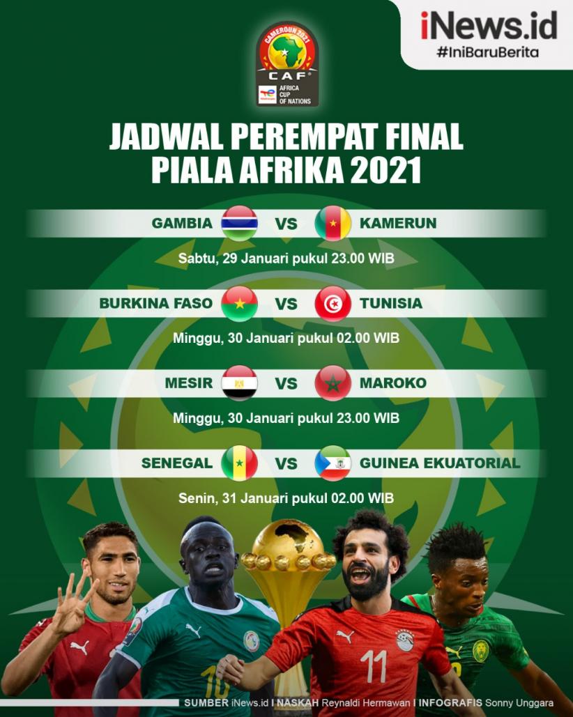 Infografis Jadwal Perempat Final Piala Afrika 2021