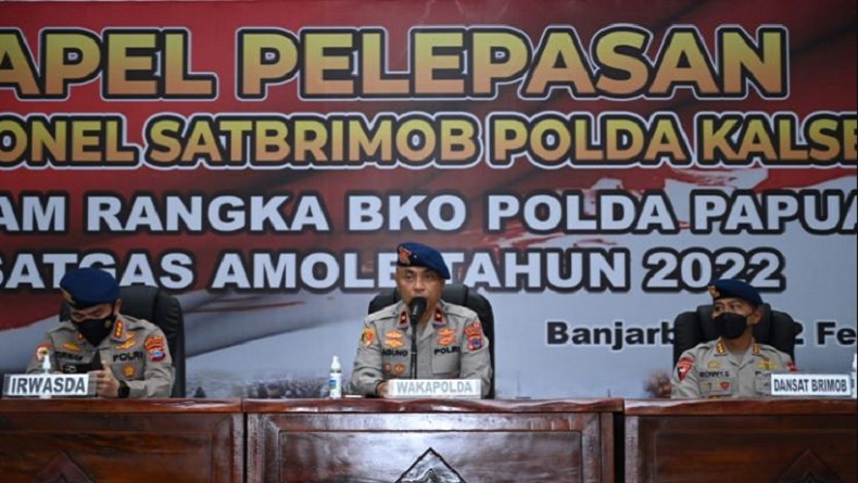 Tergabung dalam Satgas Amole, 102 Brimob Polda Kalsel BKO ke Polda Papua