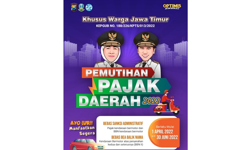 Sambut Ramadan, Pemprov Jatim Putihkan Denda Pajak Kendaraan Bermotor