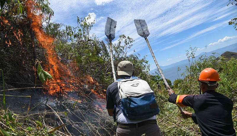 Ratusan Petugas Gabungan Berjibaku Padamkan Kebakaran Hutan dan Lahan di Samosir - Bagian 1