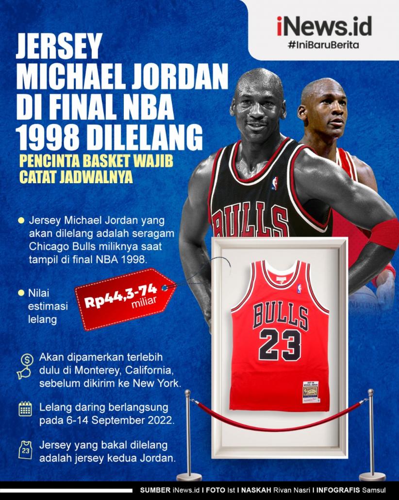 Infografis Jersey Michael Jordan di Final NBA 1998 Dilelang