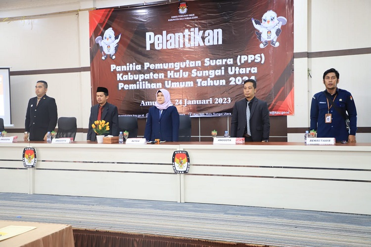 Digelar Hybrid, KPU Hulu Sungai Utara Lantik 657 Anggota PPS Pemilu 2024