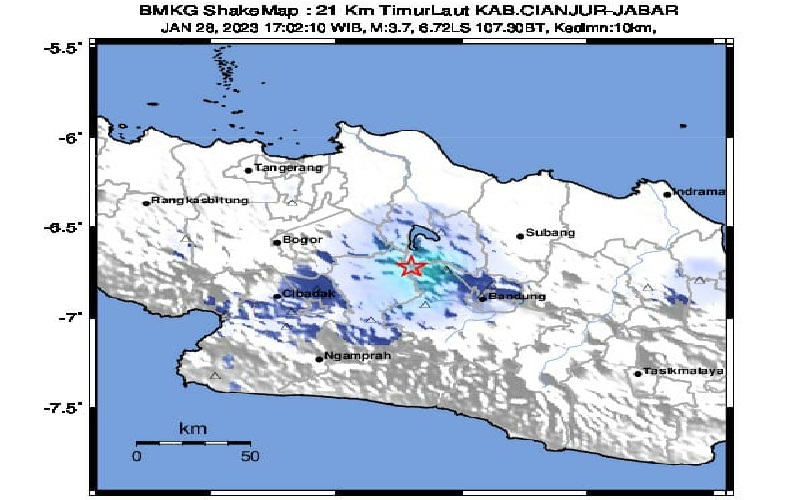 Gempa Bumi Terkini M3,7 Guncang Cianjur, Episentrum Dekat Waduk Cirata