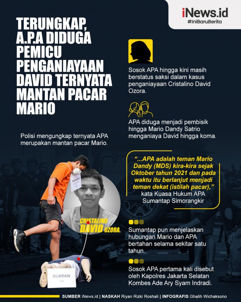  Infografis APA Diduga Pemicu Penganiayaan David Ternyata Mantan Pacar Mario