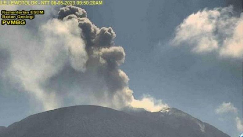 Gunung Ile Lewotolok 72 Kali Erupsi Disertai Dentuman dan Gemuruh