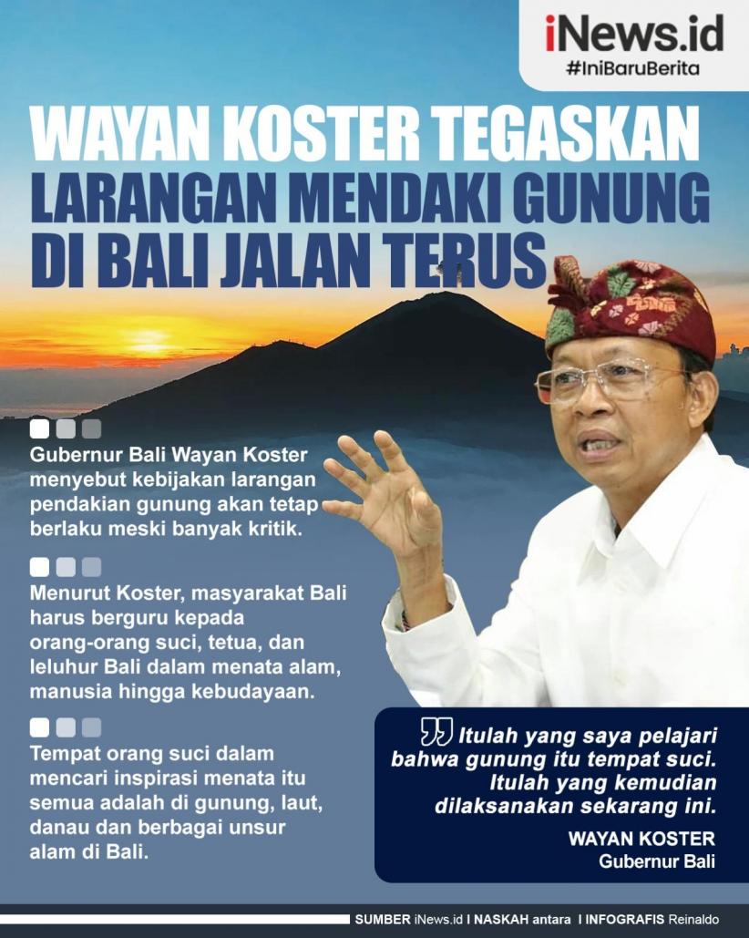 Infografis Wayan Koster Larang Pendakian Gunung di Bali