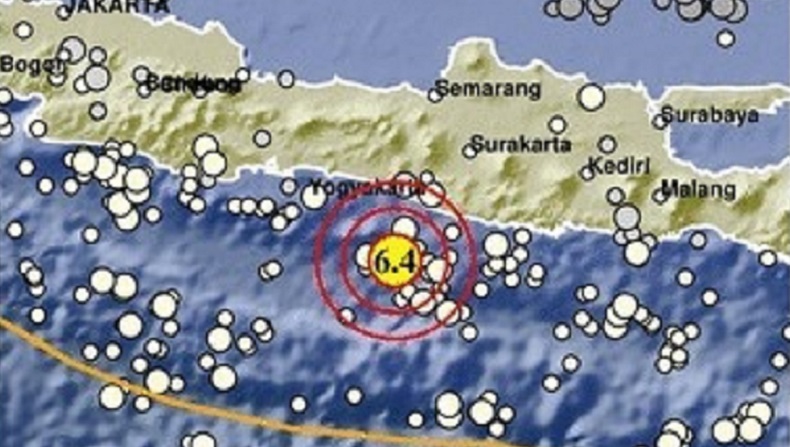 Gempa M 6,4 Guncang Bantul DIY, Berpusat di Laut Kedalaman 25 Km