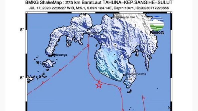 Gempa Terkini M5,1 Guncang Tahuna Sulawesi Utara