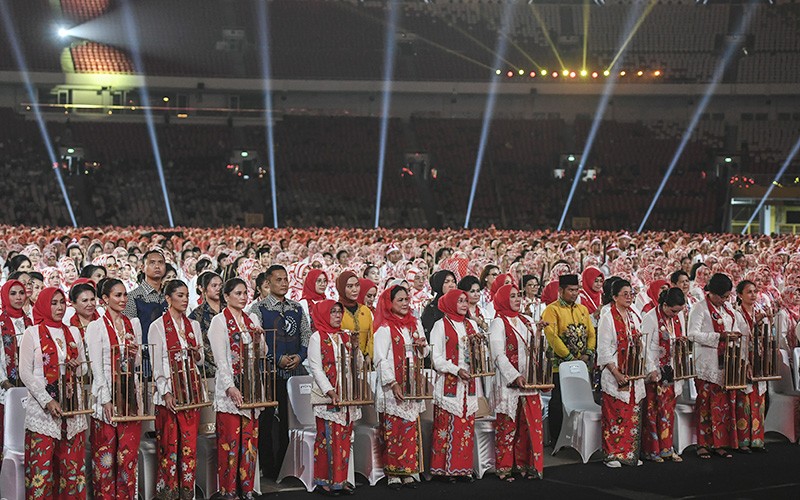 Suasana Pemecahan Rekor Dunia Pagelaran Angklung di Stadion GBK - Bagian 1