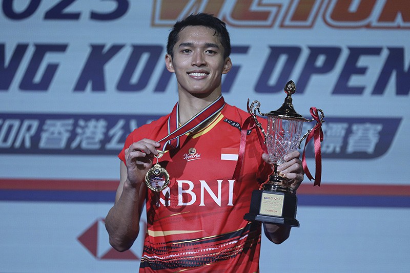 Ekspresi Jonatan Christie Juara Hong Kong Open 2023, Kenta Nishimoto Kedua - Bagian 3