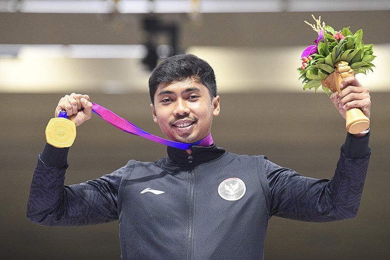 Ekspresi Atlet Menembak Indonesia Sumbang Medali Emas Pertama Asian Games 2022 - Bagian 1