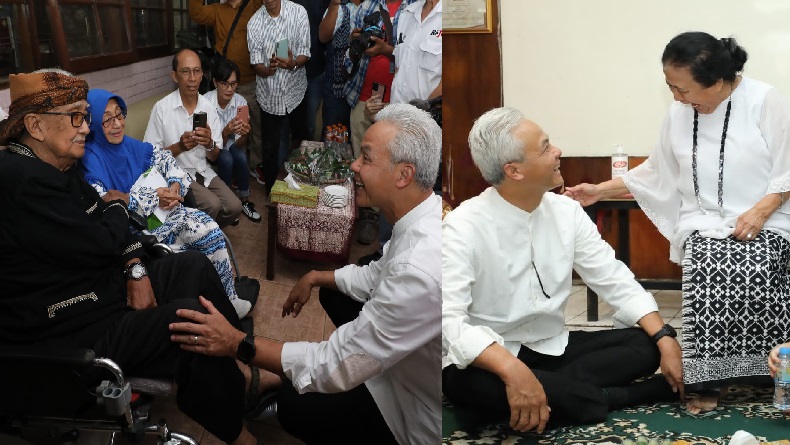 Adab Santun Ganjar Pranowo saat Bertemu 2 Tokoh Jabar Solihin GP dan Ceu Popong