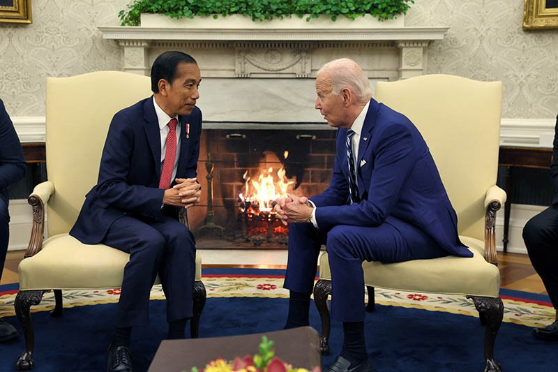 Foto Presiden Jokowi dan Joe Biden Diskusi Serius di Gedung Putih - Bagian 1