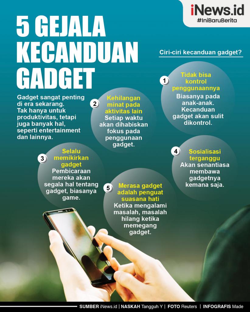 Infografis 5 Gejala Kecanduan Gadget
