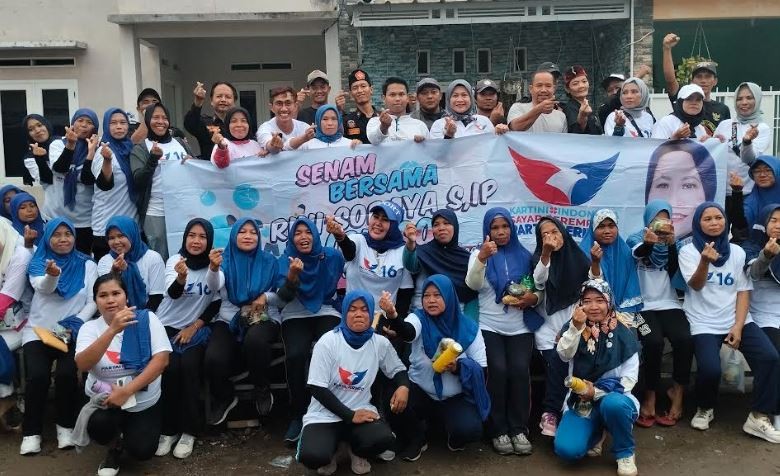 Caleg Perindo Rini Soraya Gelar Senam Sehat Bareng Emak-Emak di Serang