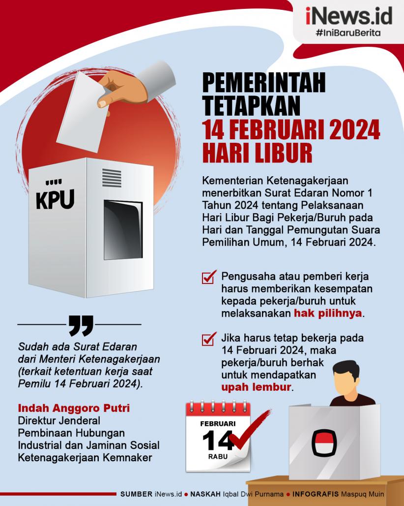 Infografis Pemerintah Tetapkan 14 Februari 2024 Jadi Hari Libur