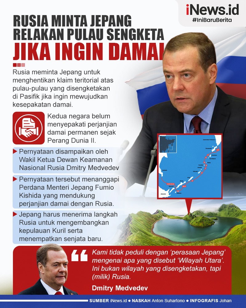 Infografis Rusia Minta Jepang Relakan Pulau Sengketa jika Ingin Damai