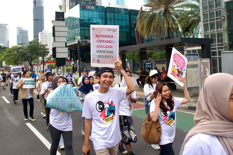 KPU bersama Campaign Sosialisasi Anti Golput Lewat Pawai di CFD Jakarta - Bagian 2