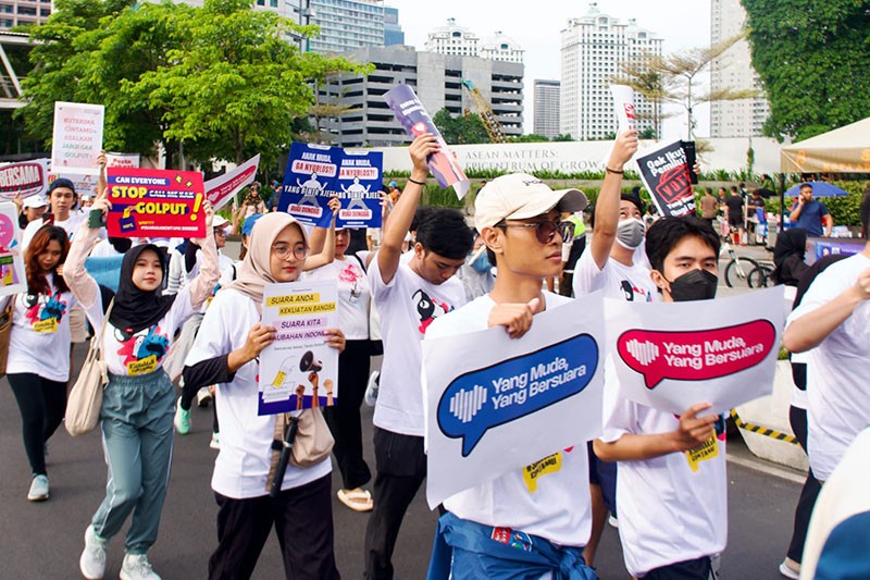 KPU bersama Campaign Sosialisasi Anti Golput Lewat Pawai di CFD Jakarta - Bagian 1