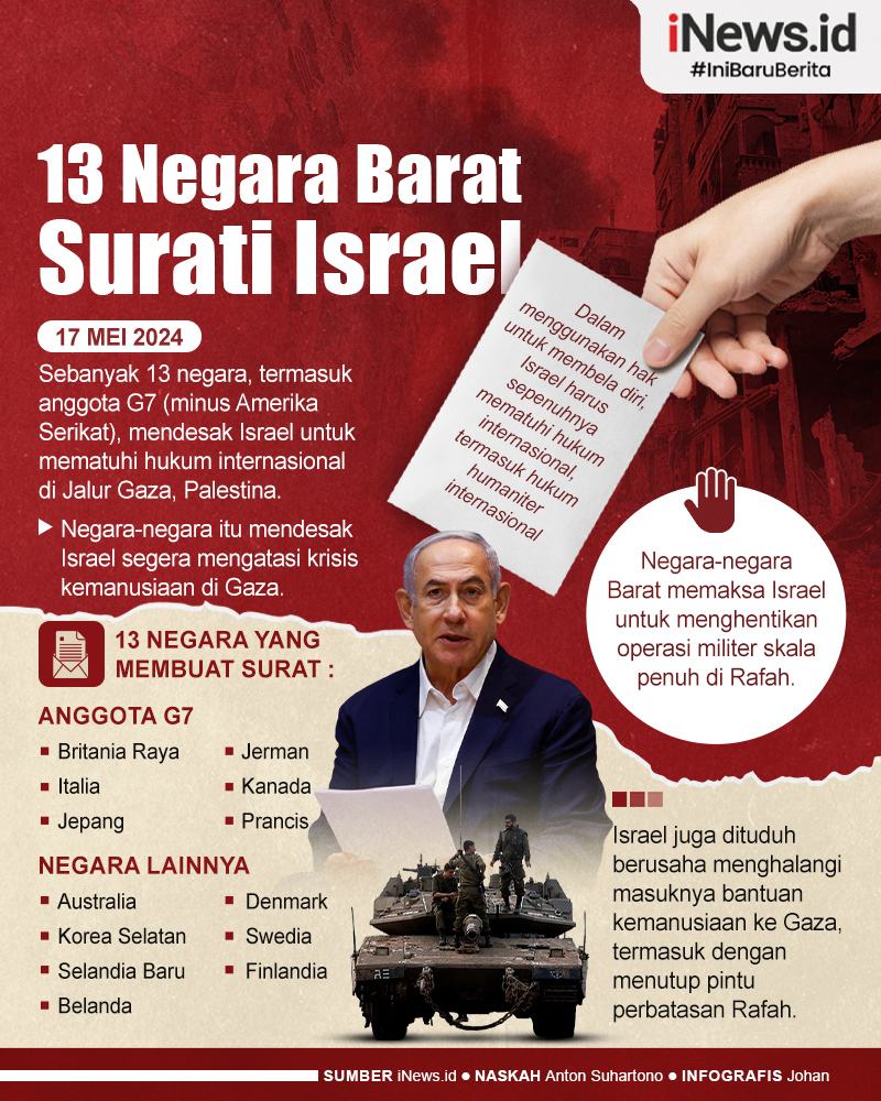 Infografis 13 Negara Barat Surati Israel, Desak Hentikan Serangan di Rafah