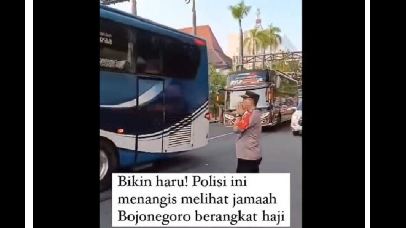 Viral Momen Haru Polisi Menangis Lepas Rombongan Haji, Banjir Doa dari Netizen