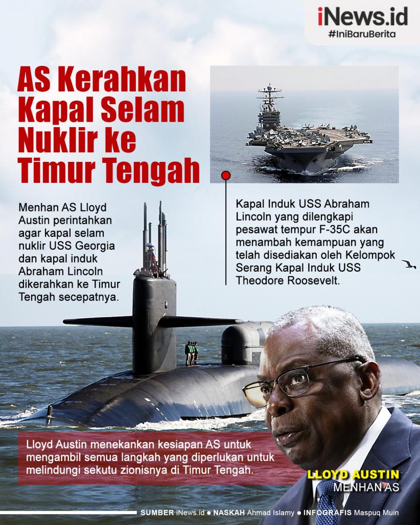 Infografis AS Segera Kerahkan Kapal Selam Nuklir ke Timur Tengah