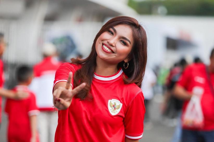 Potret Suporter Cantik Dukung Timnas Indonesia Kalahkan Australia - Bagian 2
