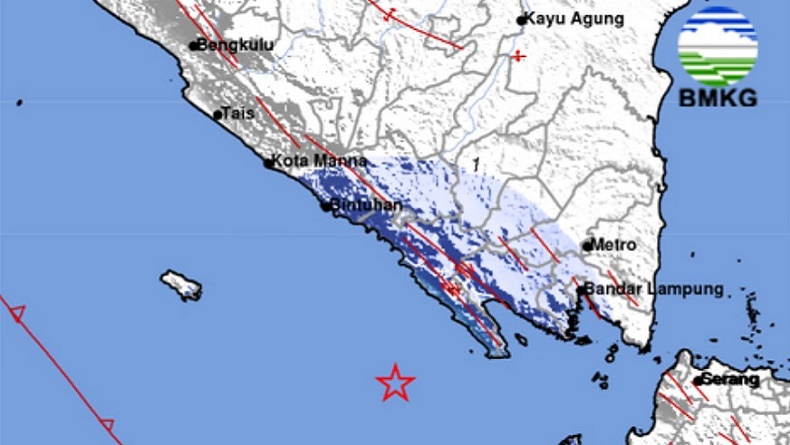 Gempa Terkini Magnitudo M4,8 Guncang Pesisir Barat Lampung