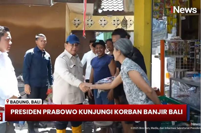 Presiden Prabowo Kunjungi Korban Banjir di Pasar Badung Bali