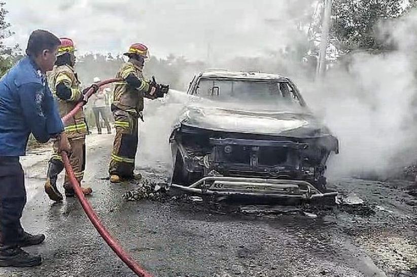 Geger! Mobil Terbakar Hebat di Barito Selatan, Diduga Korsleting Listrik di Mesin
