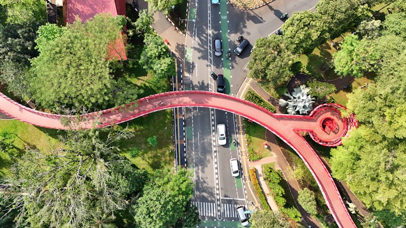 Penampakan dari Udara Jembatan Penghubung Taman Bendera Pusaka - Bagian 1